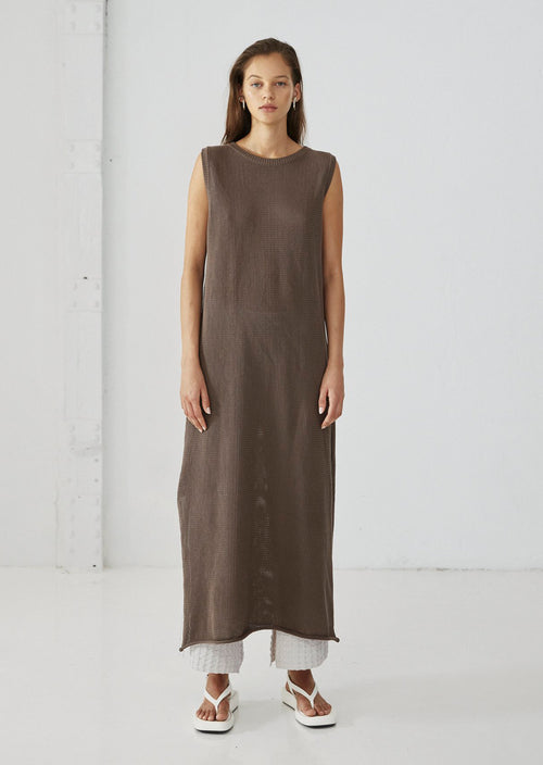 Diarte Rina Dress in Cocoa. Ethically Made Knitwear.
