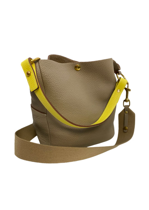 Valerie Salacroux Handcrafted Sciacca Bucket Bag in Khaki