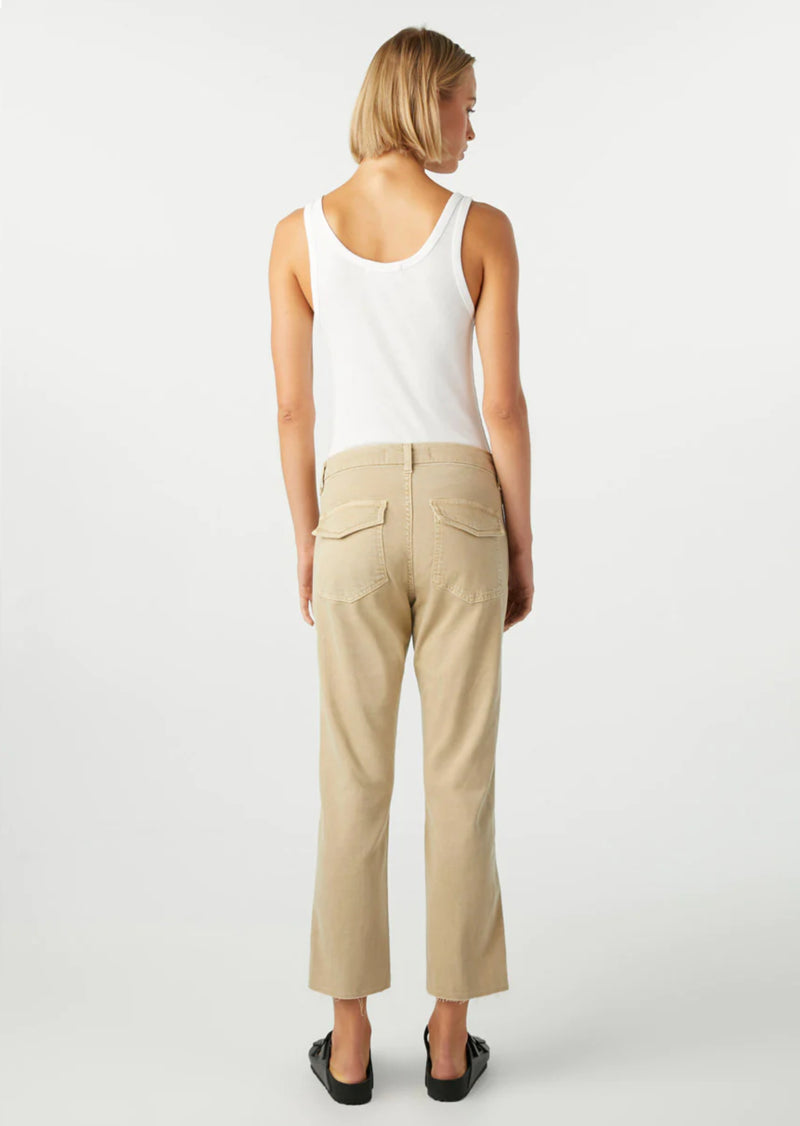 A classic army pant—but cooler and with just the right amount of stretch. Slightly relaxed, cropped straight leg with trouser styling and utilitarian back and front patch style pockets. Just like its name, it's meant to feel easy to wear and effortless to style. Zip fly.