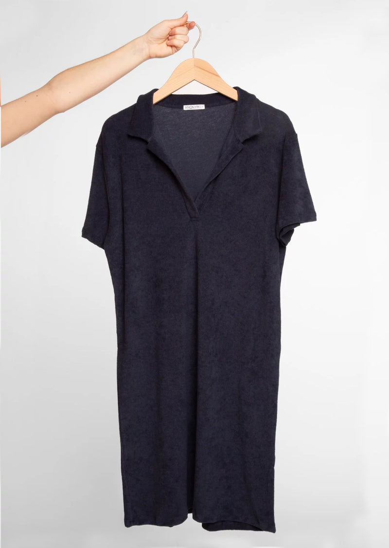 Anonym Albane Dress in Navy Terry Cloth