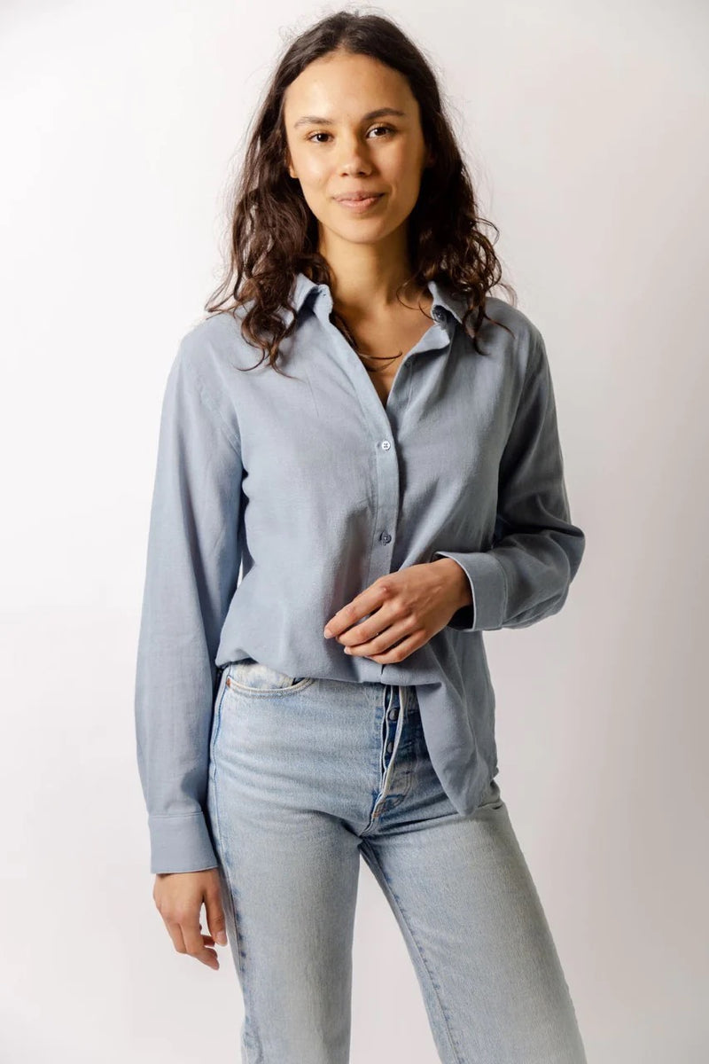 Leallo Crete L/s Button Down in Fairy Blue
