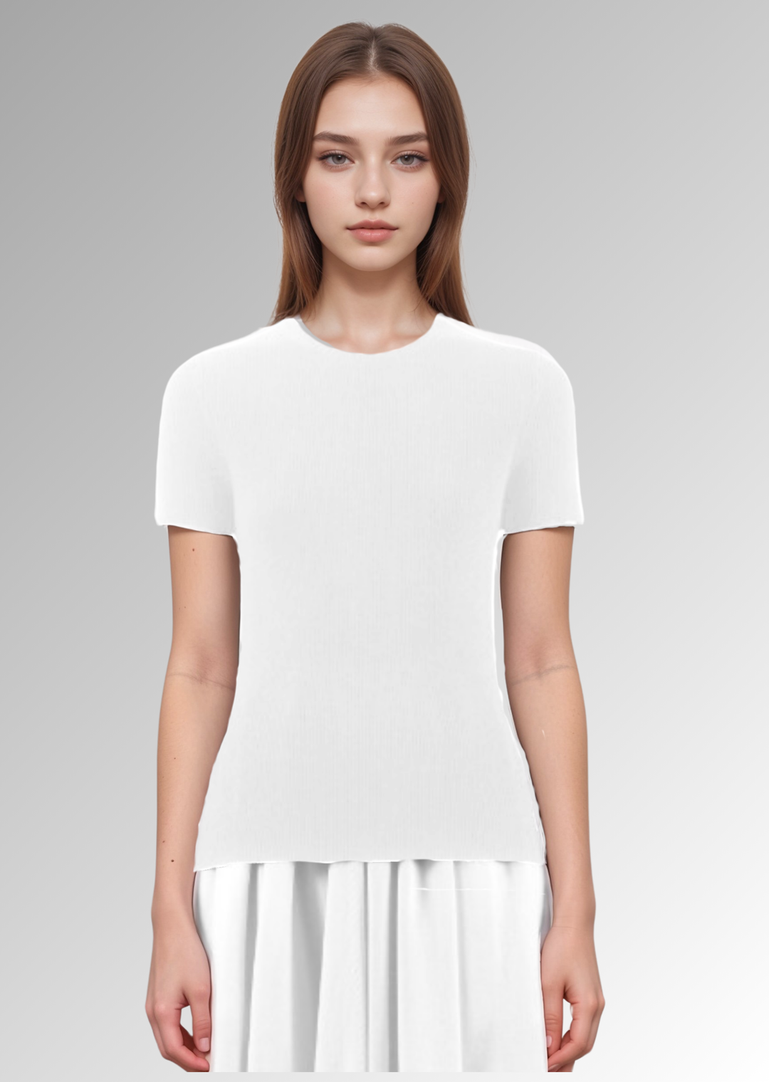 S/S Crewneck Top 2x1 in White | Lars Andersson Tops