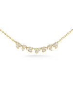 Delicate and feminine, the Posey Necklace is a versatile piece that can be easily dressed up or down for any occasion. Handcrafted in 18-karat gold and featuring 1.21tcw of round, pear, and marquise-shaped diamonds, the Posey Necklace is anchored using Jade's signature Rectangle Chain for a cooler and edgier look. 