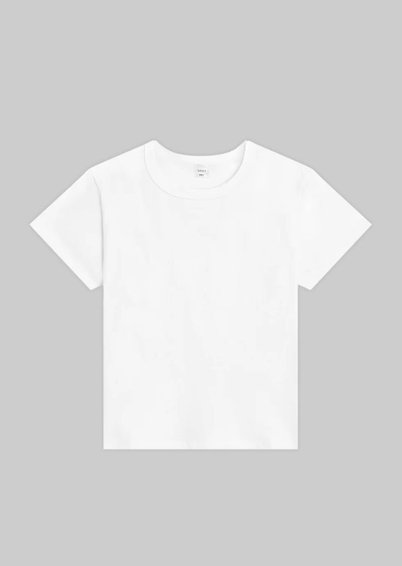 Leset Margo Short Sleeve in White. Leset's no. 1 bestselling classic tee. A timeless, crewneck short sleeve t-shirt that strikes the perfect balance between a tailored and relaxed silhouette. The Margo is the ultimate year-round, everyday basic.