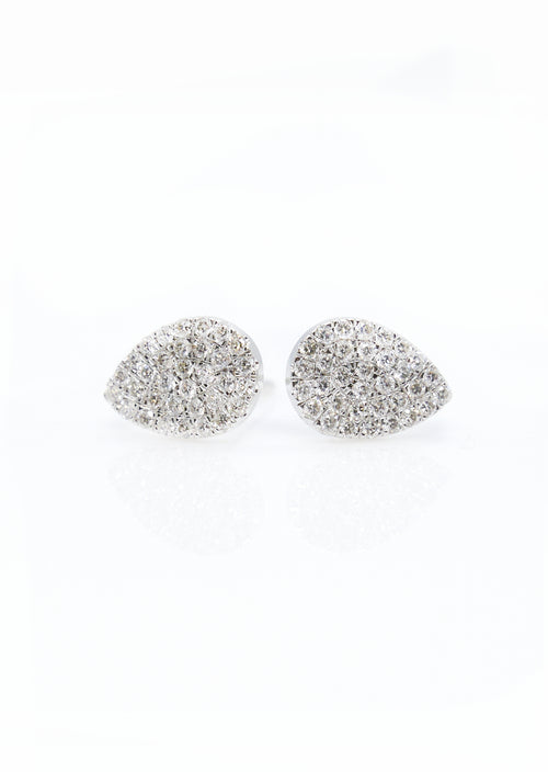 These stunning diamond encrusted teardrop studs—won't be bringing any tears to your eyes. These studs feature a captivating design with brilliant diamonds, offering timeless sophistication. Elevate your look with understated luxury!