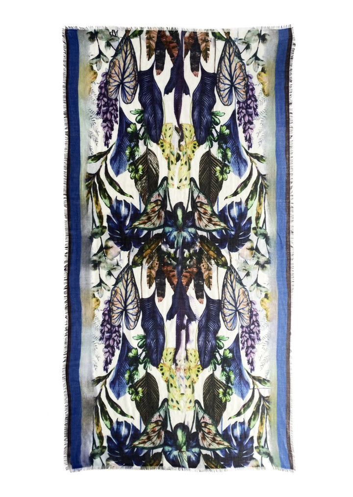 Magic Garden Cashmere Scarf in Blue | Ama Pure scarf