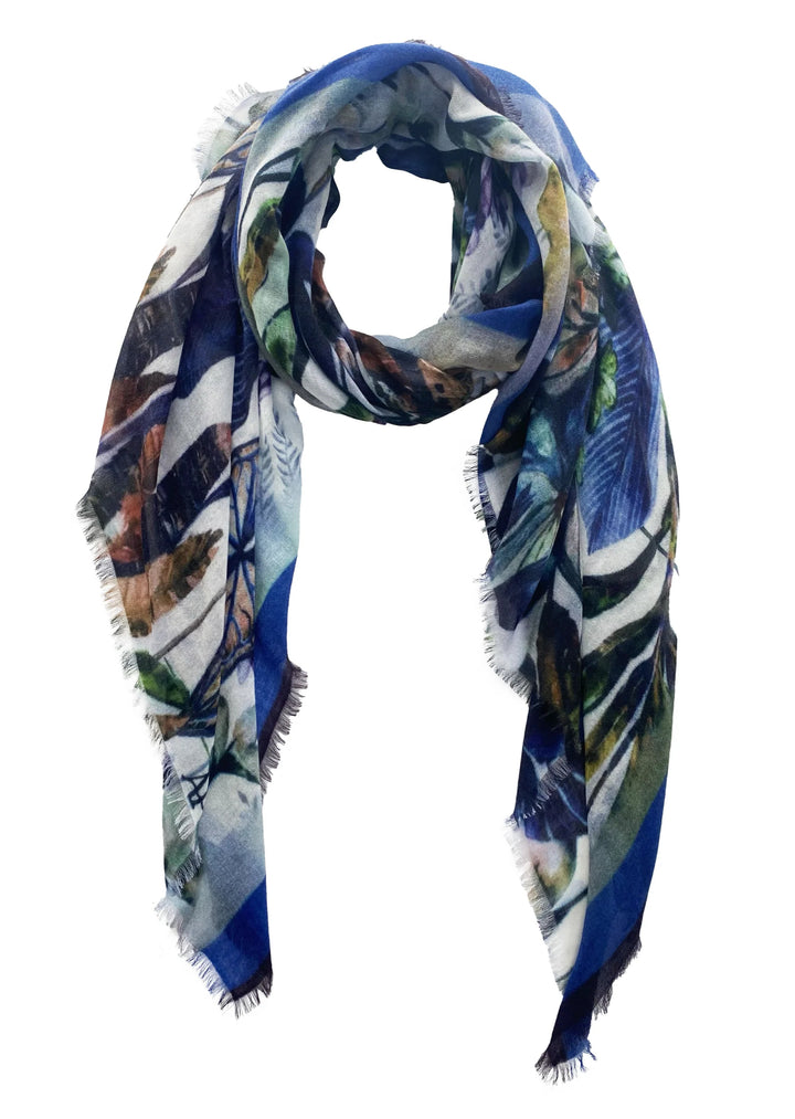 Magic Garden Cashmere Scarf in Blue | Ama Pure scarf