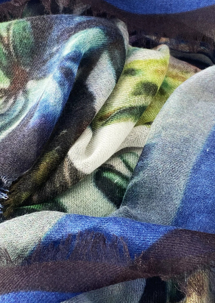 Magic Garden Cashmere Scarf in Blue | Ama Pure scarf