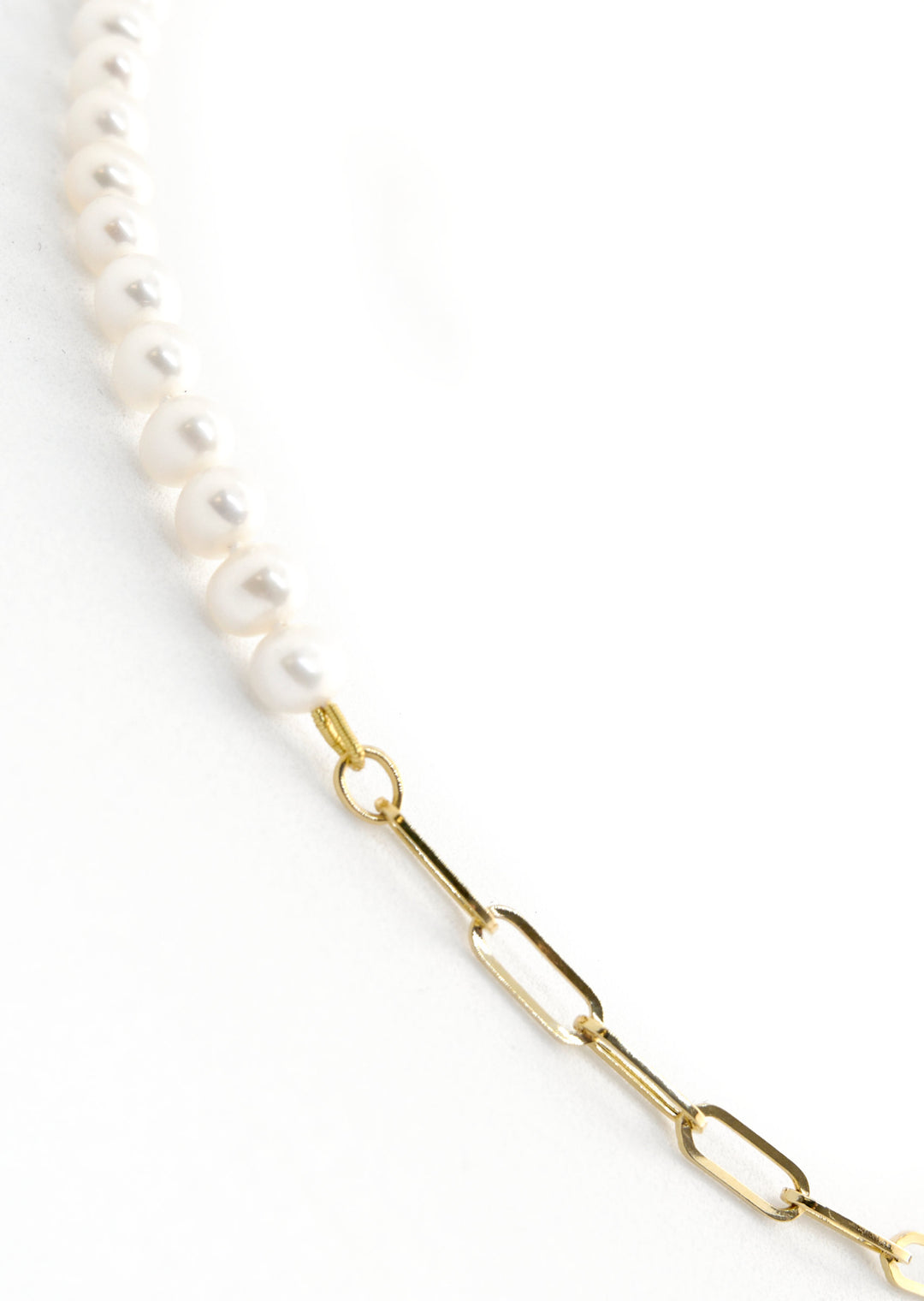 Pearl & Chain Half-and-Half Necklace | Pearly Necklace