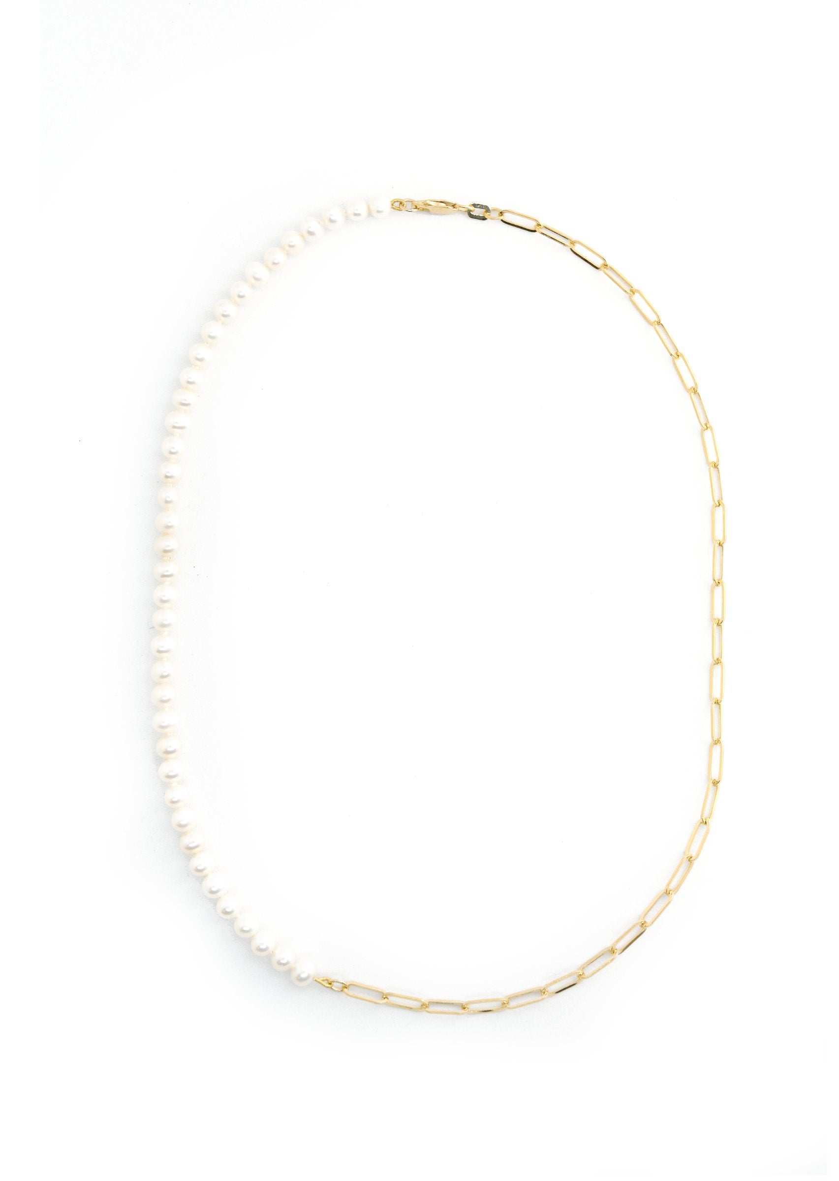 Pearl & Chain Half-and-Half Necklace | Pearly – Lux Couture