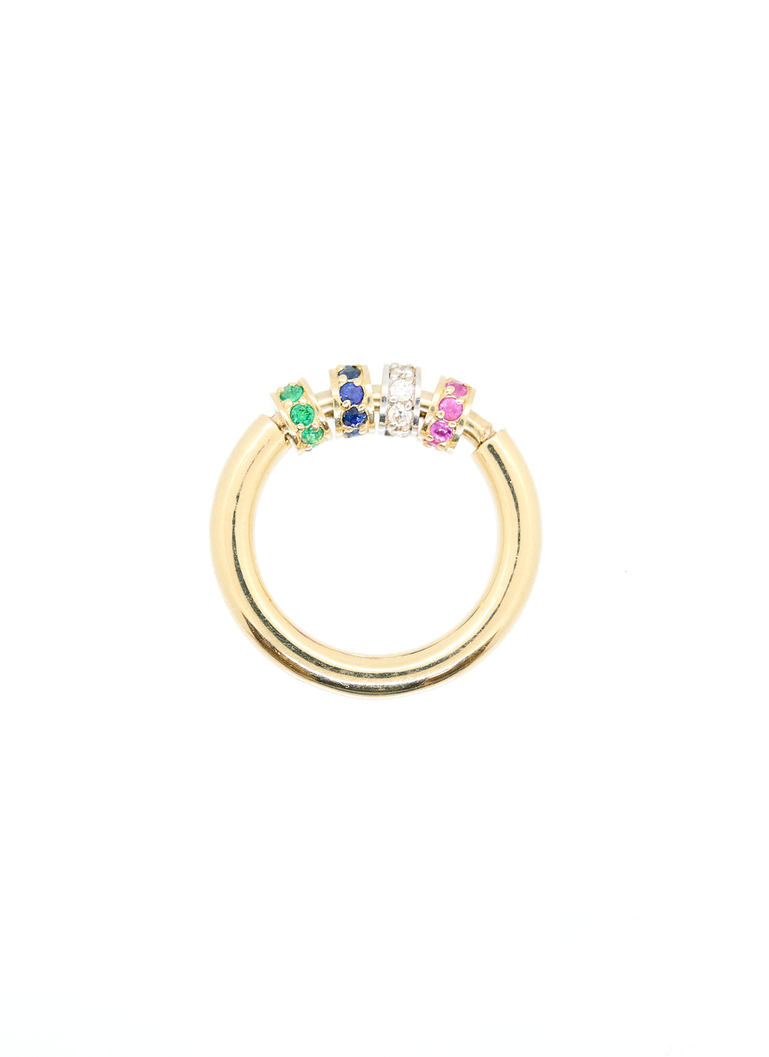 Spinner Ring | 4 Beads | RR Jewels Emerald - Sapphire - Diamond - Ruby Rings