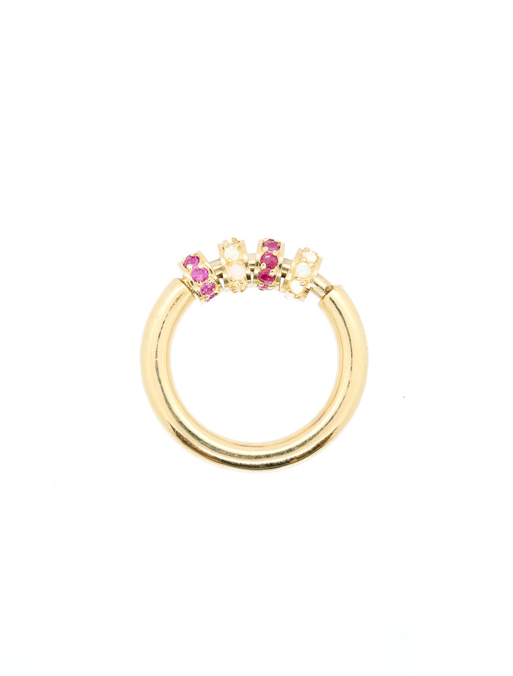 Spinner Ring | 4 Beads | RR Jewels 6.5 Ruby and Opal Rings