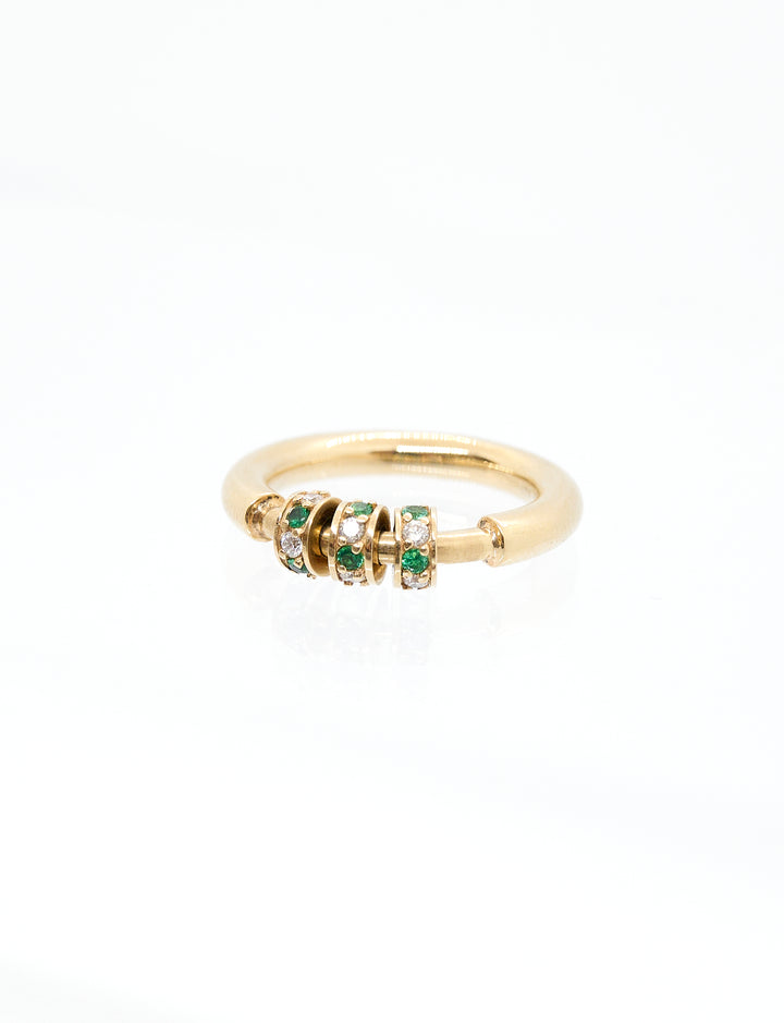 Spinner Ring | 3 Beads | RR Jewels 7 Emerald and Diamond Rings