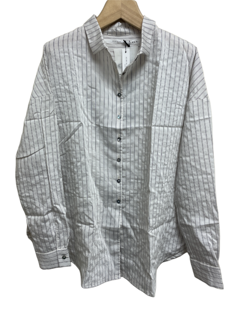 Album Di Famiglia Short Collar Shirt Stripes Off White