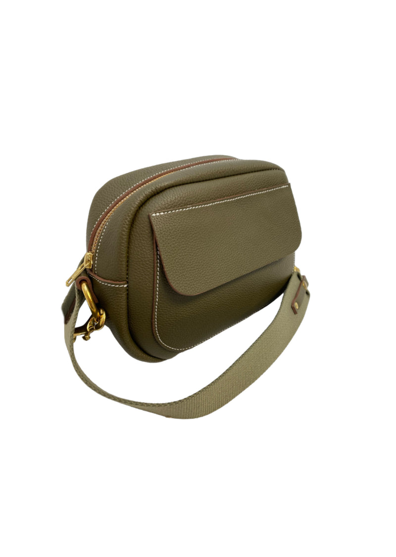 Valerie Salacroux Handcrafted Nicky Bag in Khaki Green Leather