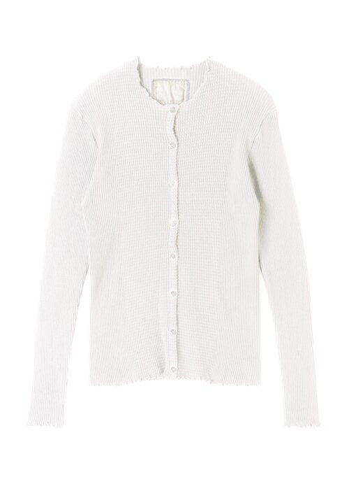 V::room Waffle Rib Combo L/s Cardigan White