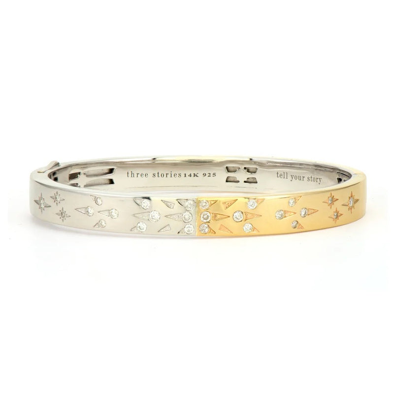 Wide Love Explosion Two-toned Bangle