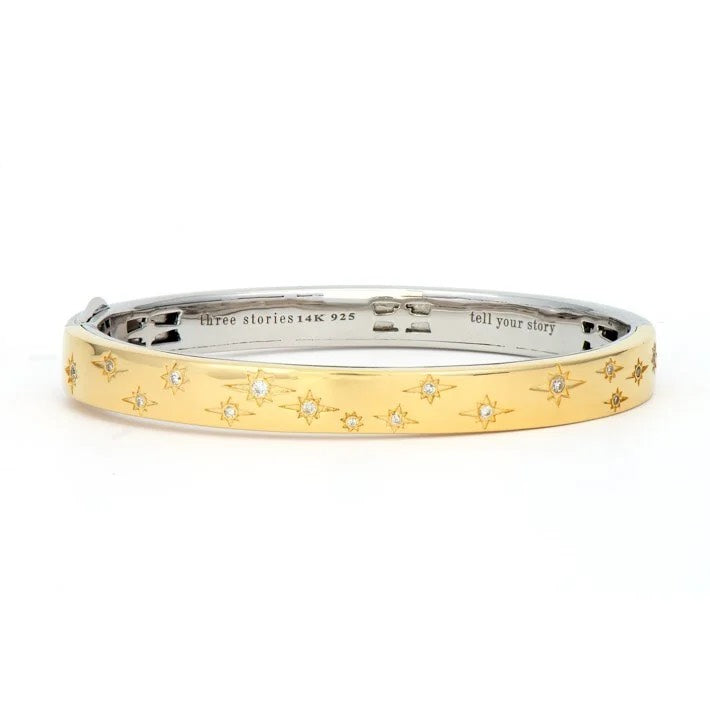 Wide Starry Night Two-toned Bangle