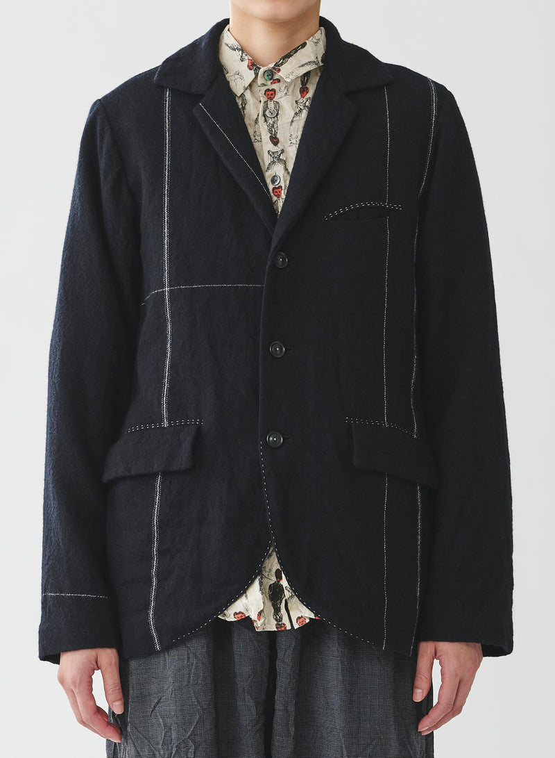 Pas De Calais Wool Twill Three Button Jacket
