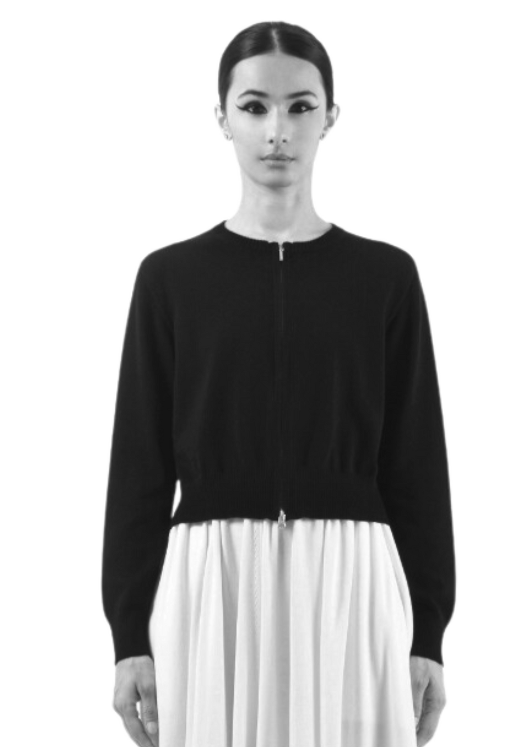 Cropped Zip Up Cardigan in Black | Lars Andersson Cardigan