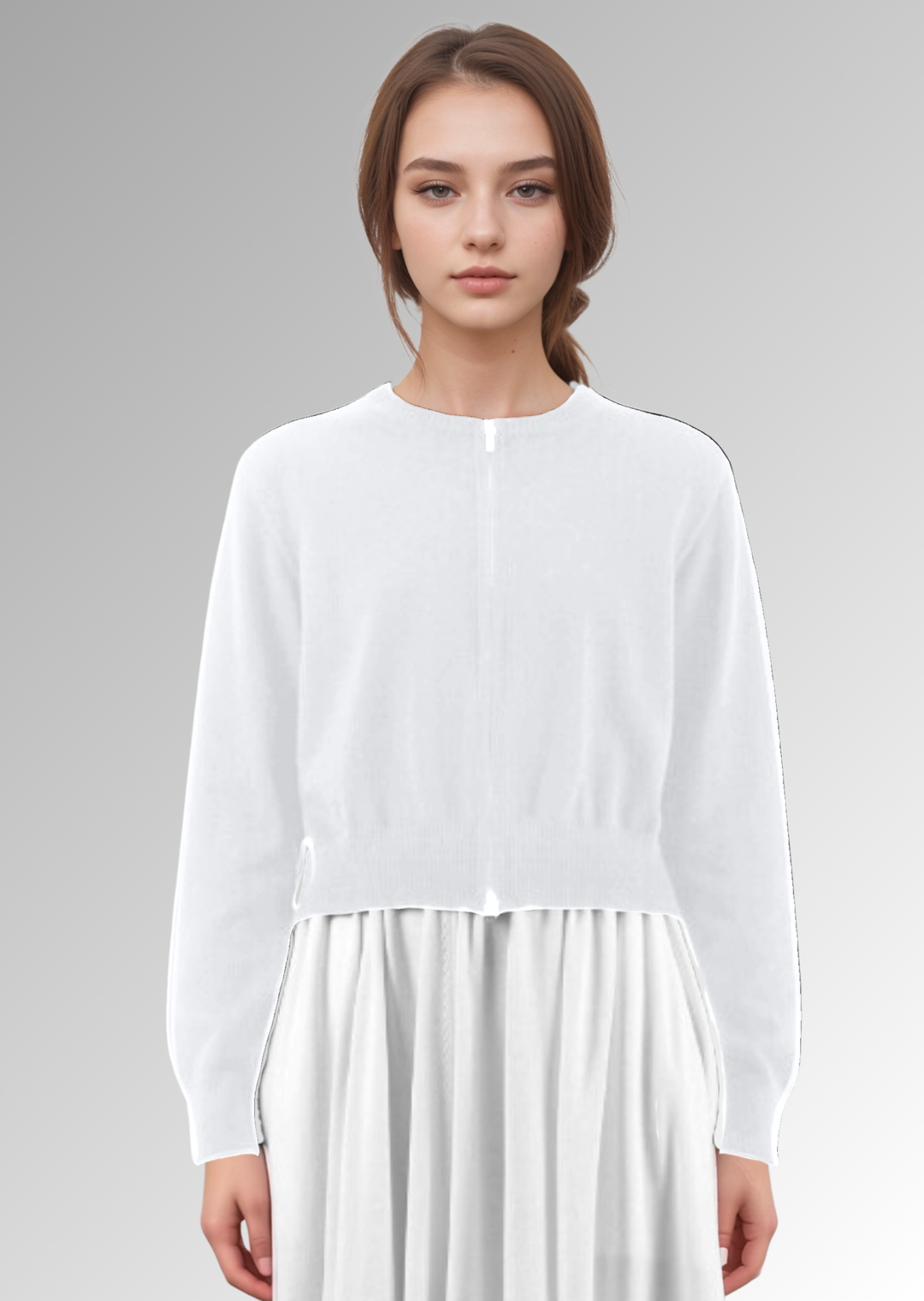 Cropped Zip Up Cardigan in White | Lars Andersson Cardigan