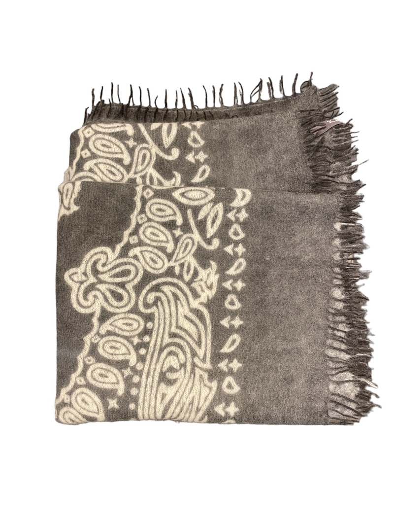 Kas Cashmere Bandana Scarf in Dark Grey Natural