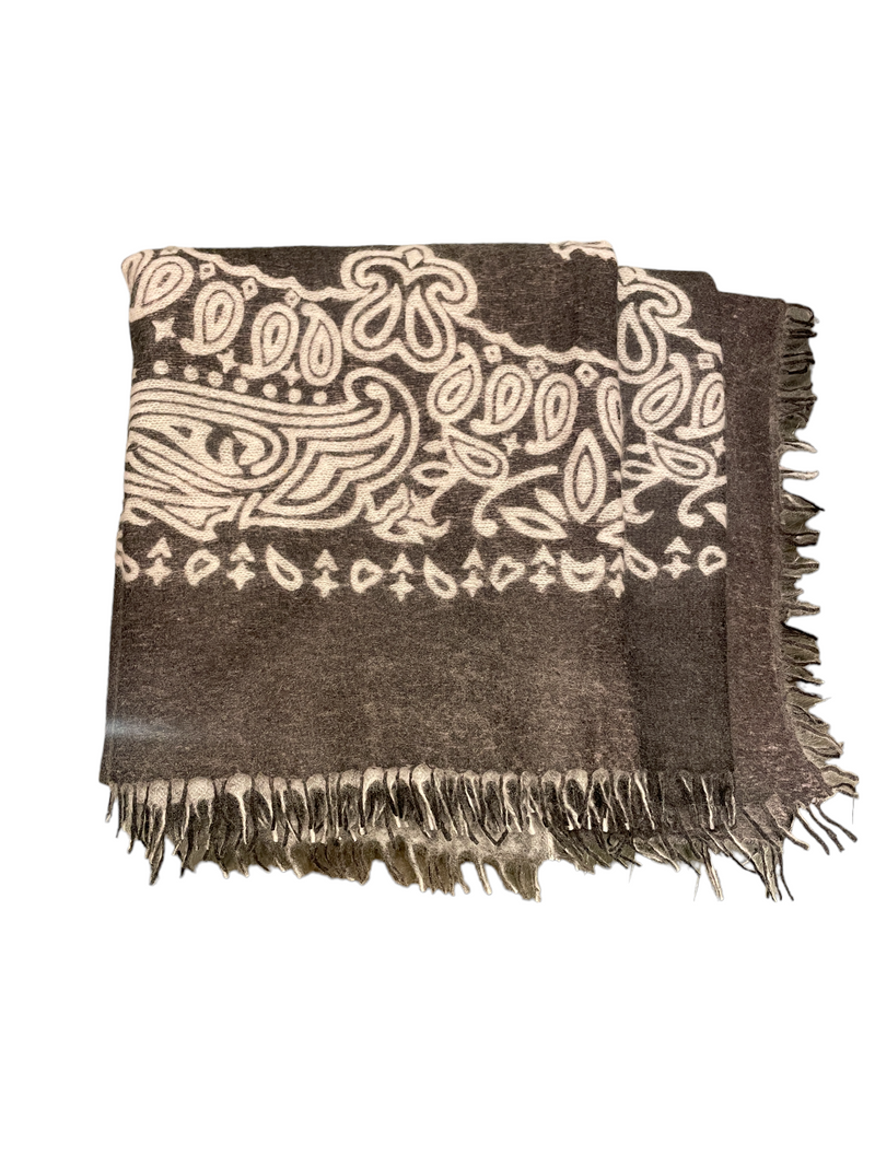 Kas Cashmere Bandana Scarf in Dark Grey Violet