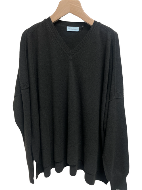 Michael Gabriel Dropped Shoulder V Neck Sweater