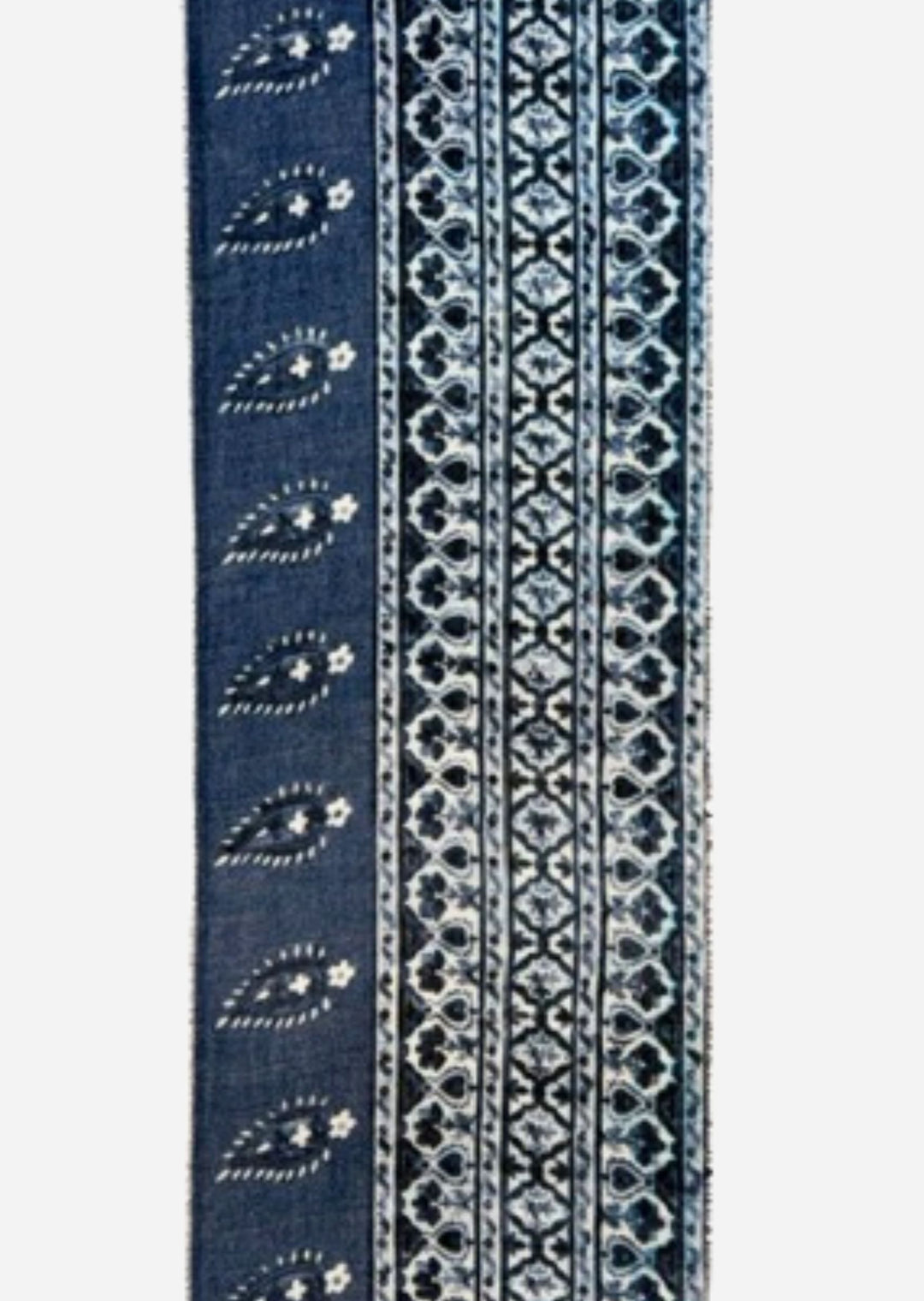 Block Print Mini Cashmere Scarf in Dark Blue | Ama Pure scarf
