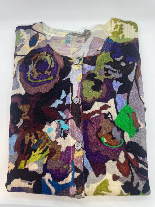 in bed with yOu Floral Crew Cardigan Blue/Purple