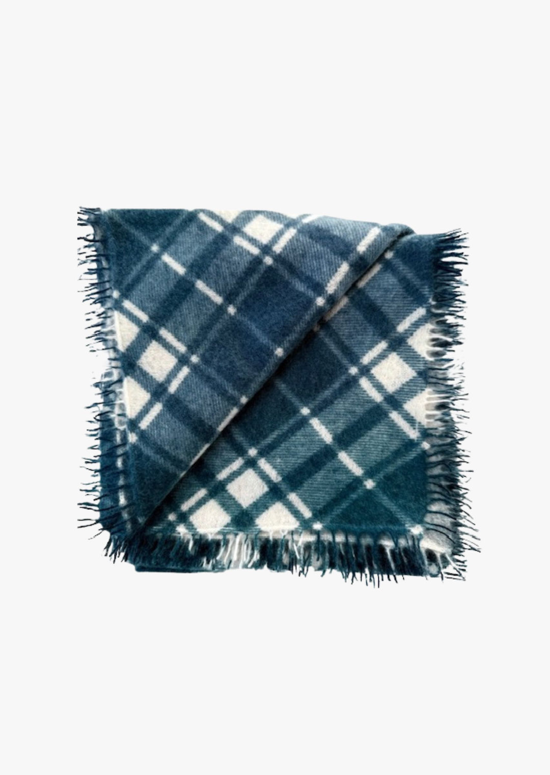Cashmere Plaid Square Scarf in Blue | Kas Scarves
