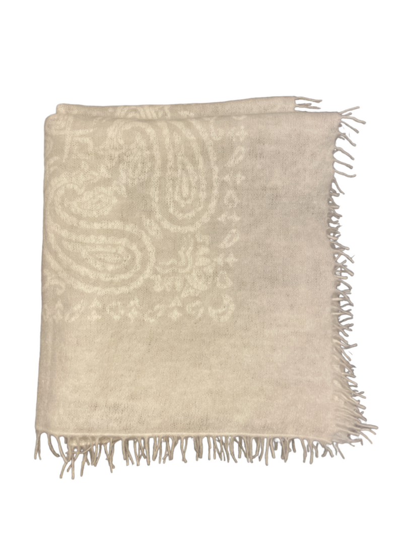 Kas Cashmere Bandana Scarf in Lotus White