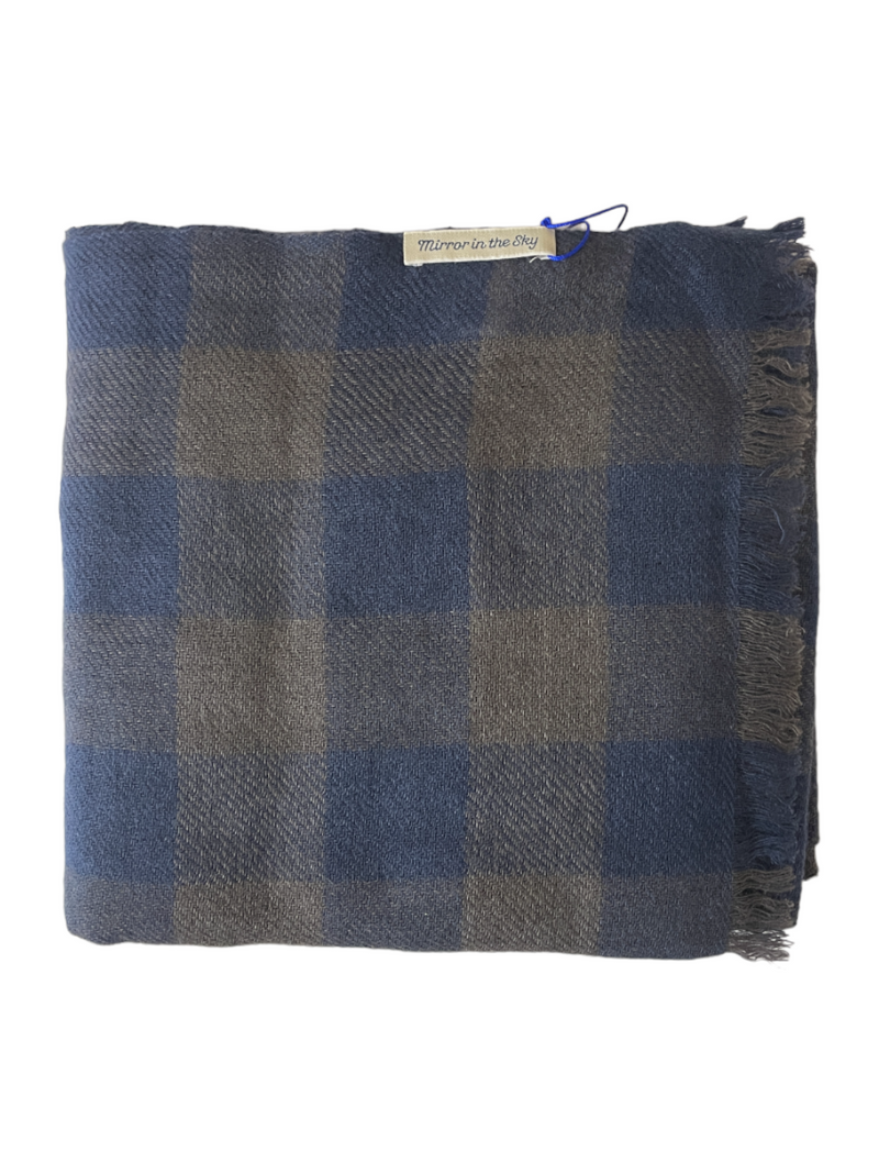 Mirror in the Sky Mirror Cashmere Shawl Checks Chocolate & Night