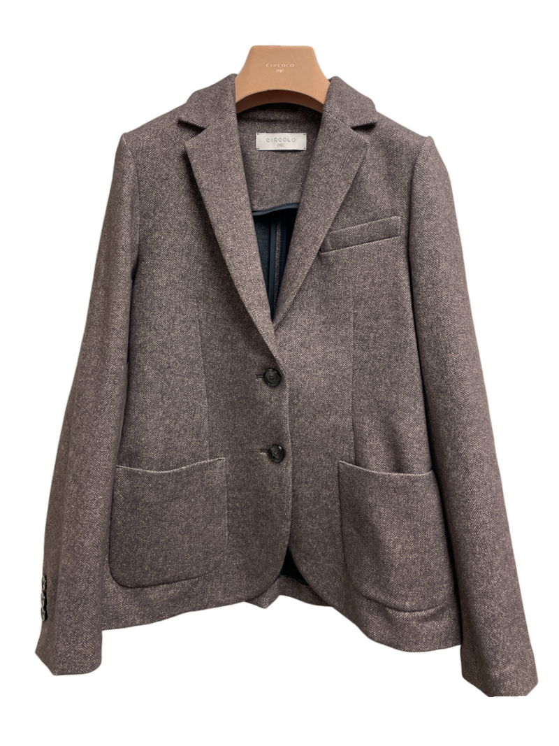 Circolo Overcheck Jacket in Brown/Pink