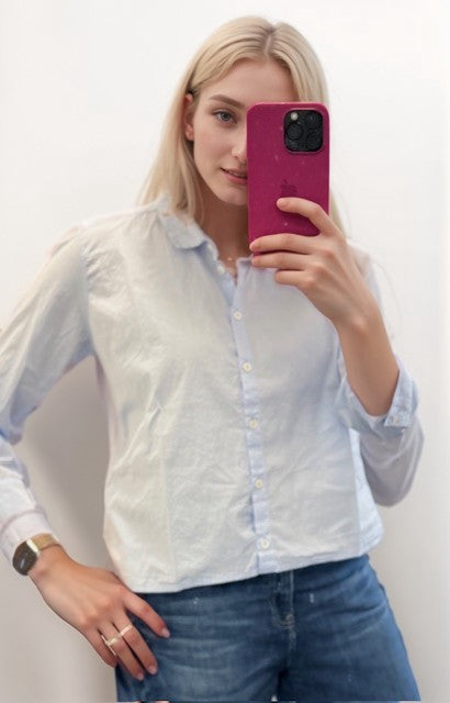 Cotton Shirt 3/4 Sleeve without Pocket in Sky Blue| Private 0204