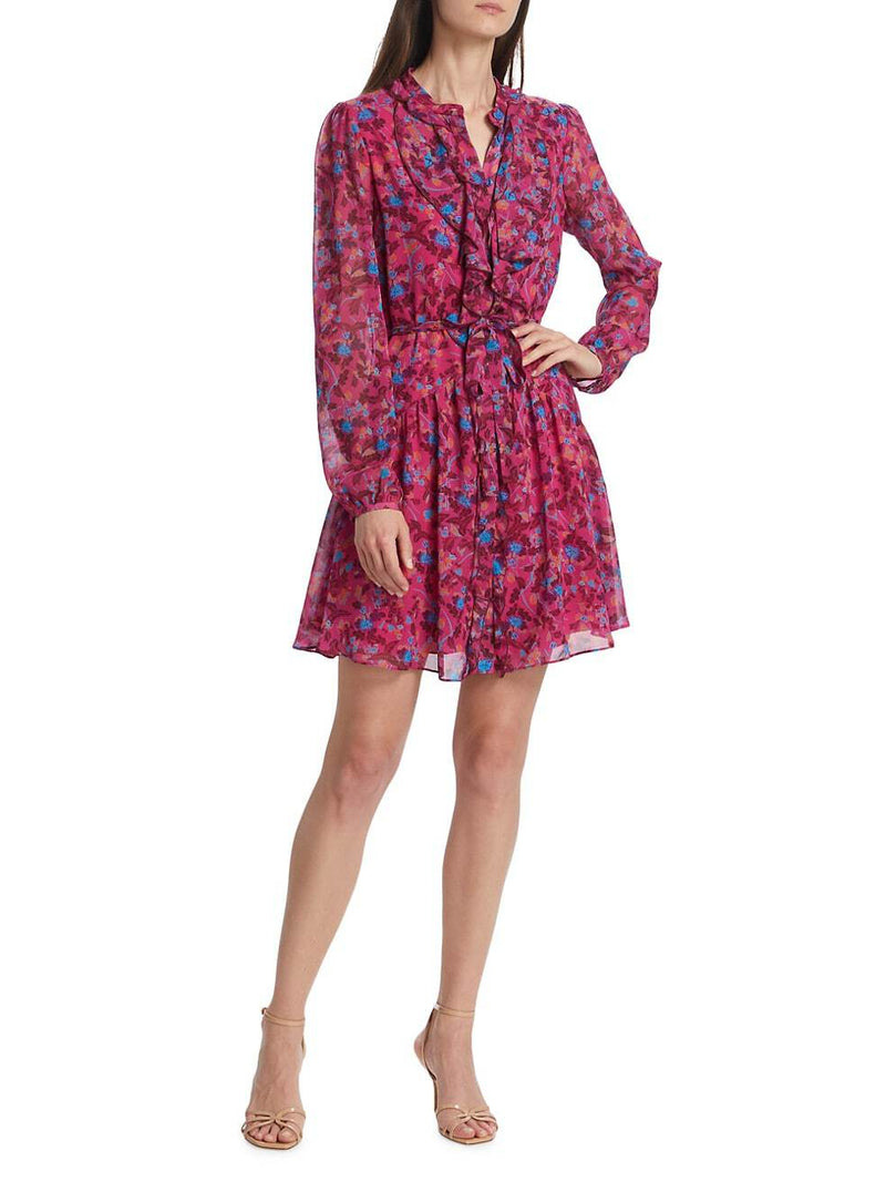 Saloni Tilly Ruffle Dress in Magenta