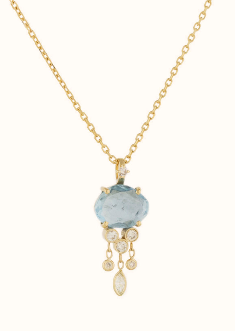Celine Daoust Aquamarine & Dangling Diamond JellyFish Necklace