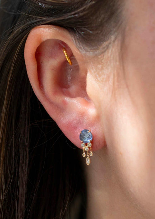 Celine Daoust Blue Sapphire & Dangling Diamond JellyFish Earrings