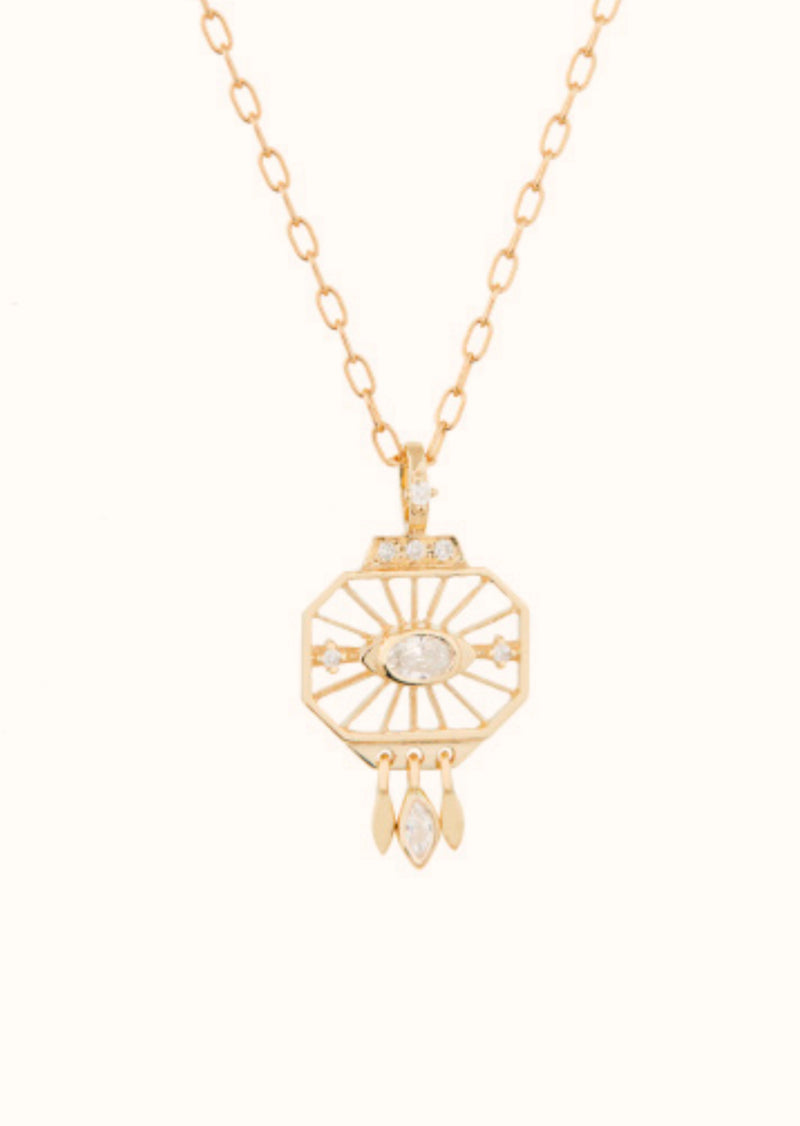 Celine Daoust Dream Maker Open Eye Diamond Octagonal Pendant Necklace