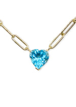 These beautiful 14kt yellow gold necklace will make a stunning addition to your necklace collection. With sparkling topaz hearts these necklaces will be a welcome addition to your spring wardrobe.  16" long 14kt yellow gold chain 1/4" long pendant from top to bottom Made in NYC